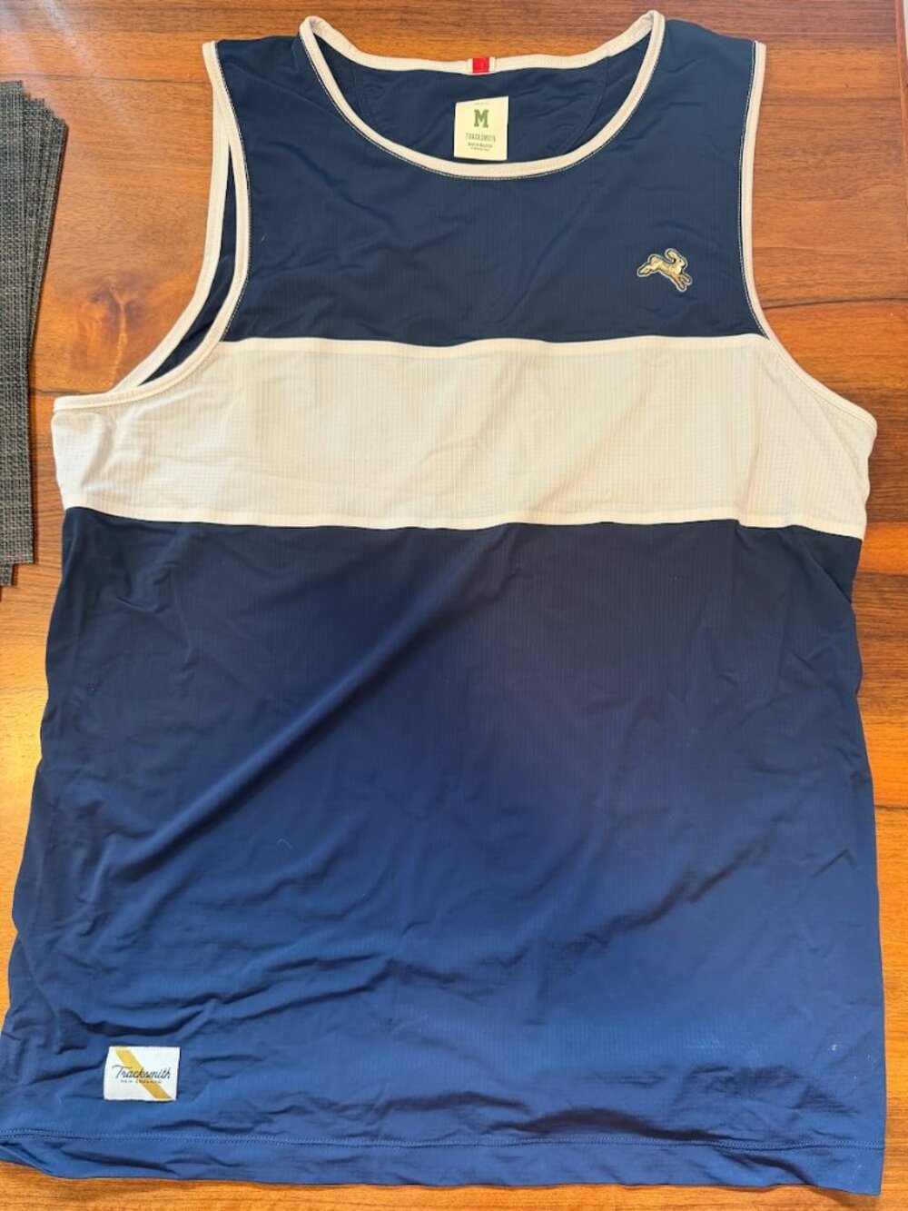 Tracksmith Strata Singlet Navy/Ivory Running Tank Size M